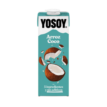 Bebida de arroz con coco YoSoy sin gluten y sin azúcar añadido brik 1 l.