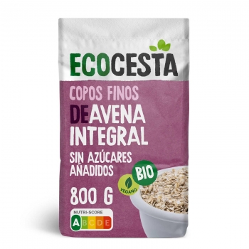 Copos suaves de avena integral ecológicos EcoCesta sin azúcares añadidos 800 g.