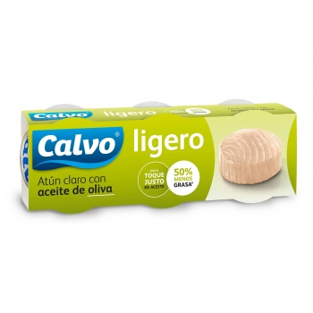 Atún claro con aceite de oliva Calvo pack de 3 latas de 56 g.