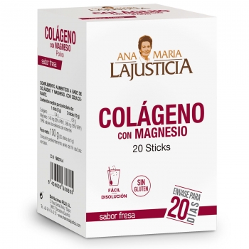 Complemento alimenticio con colágeno y magnesio en sticks Ana Maria Lajusticia sin gluten 20 ud.