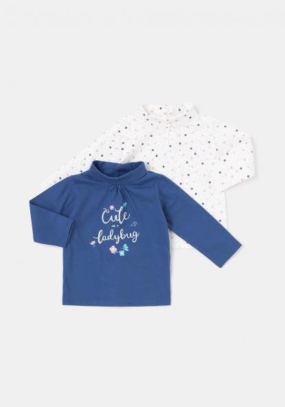 Pack dos camisetas cuello alto sostenible para Bebé TEX