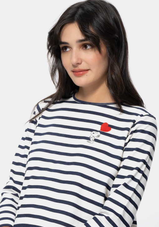 Camiseta de rayas premamá para Mujer SNOOPY