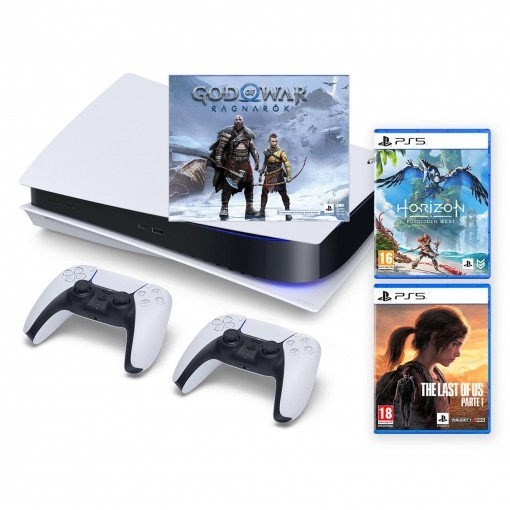 Playstation 5 Digital Edition 825GB con God of War Ragnarok + Horizon II Forbidden West + The Last Of Us Parte 1