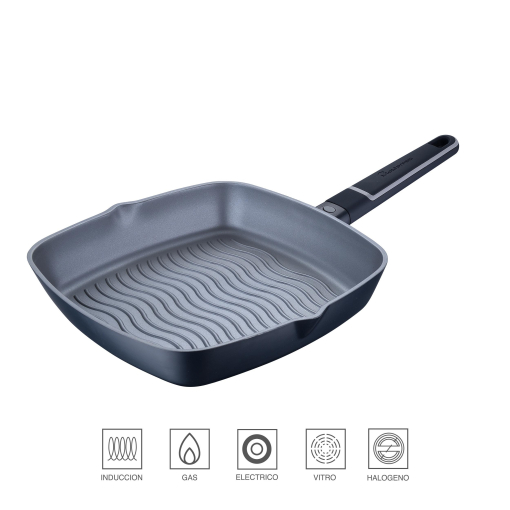 Sartén Lagostina Aroma Grill 26 Cm - Antiadherente Titanium, Aluminio Fundido, Para Inducción, Gas Y Horno