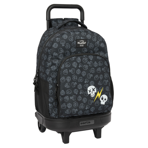 Zaino Con Ruote Safta BLACKFIT8 OLD SCHOOL 33x22x45 Cm - Nero/Grigio, M - Compatto, Rimovibile E Resistente Per Bambini