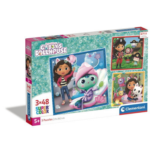 Gabby’s Dollhouse Tres Puzzles de 48 piezas 21 x 21 cm, Juegos de mesa ...