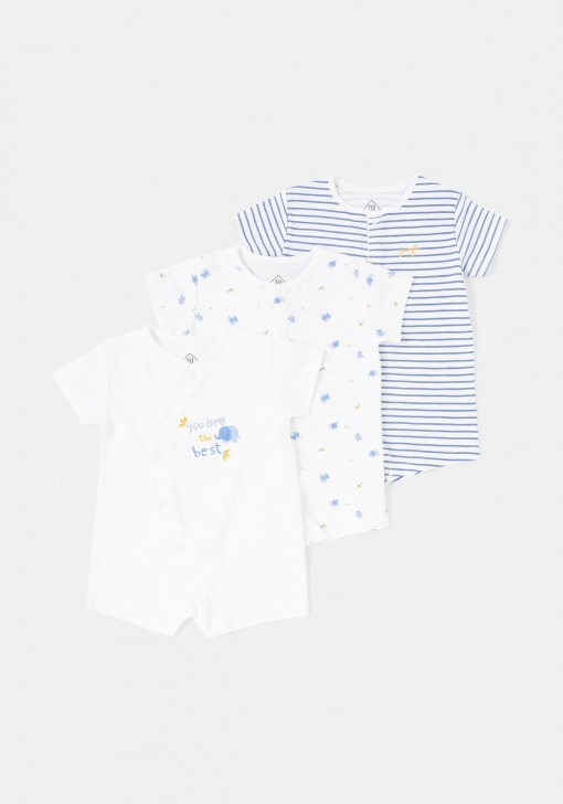 Pack tres pijamas pelele sostenible para recién nacido Unisex TEX