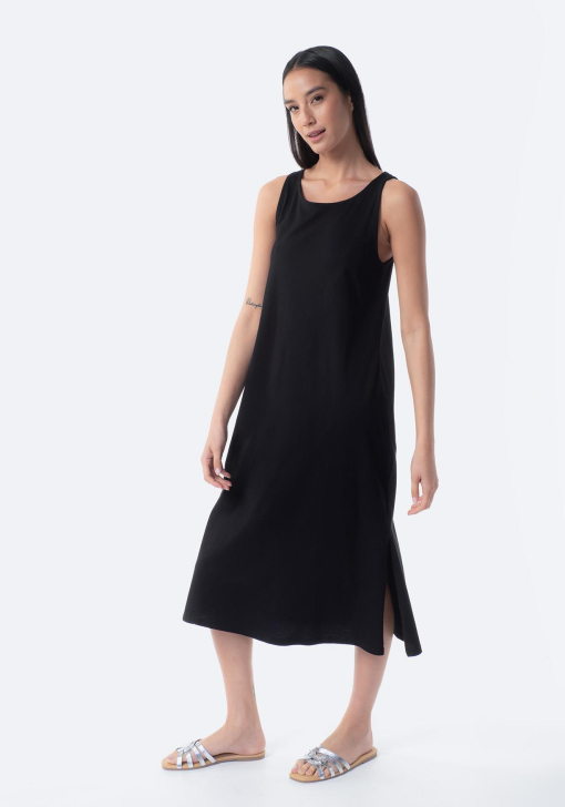 Vestido Largo De Punto Volcom 'Had Me At Aloha' - Sin Mangas, Con Volantes Y Detalle De Cordón Ajustable