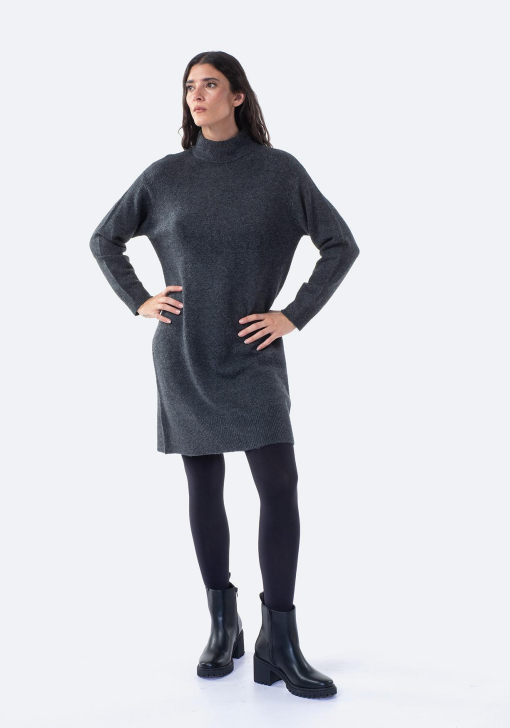 Vestido De Punto Invierno Mujer - Manga Larga, Cuello Alto, Ajustado, Tallas S-XXL