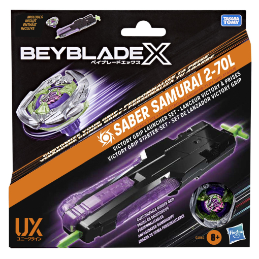 サンダーブレイカー Beyblade X Set de Lanzador Victory Grip con Saber Samurai 2-70L,+8