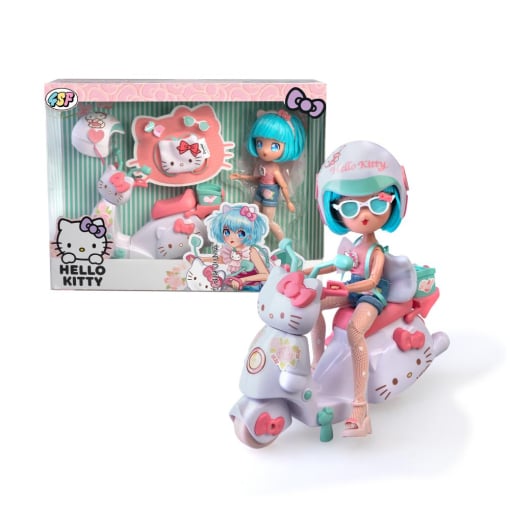 Hello kitty おもちゃ Hello Kitty Pretty Pink con Scooter, Muñeca fashion con estilo