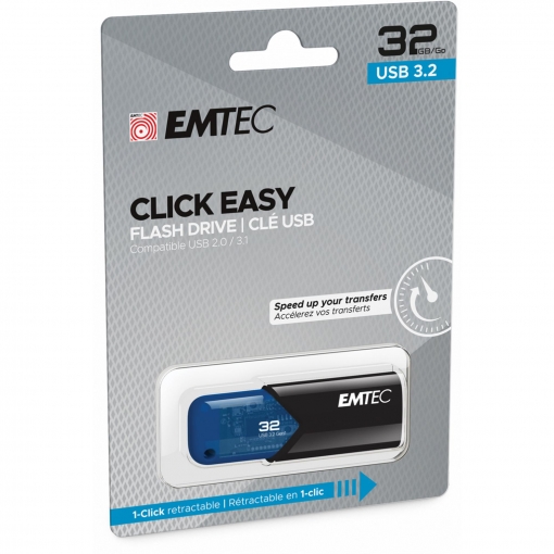interior Lágrima Real Memoria USB Emtec Click Easy 32GB - Azul | Las mejores ofertas de Carrefour