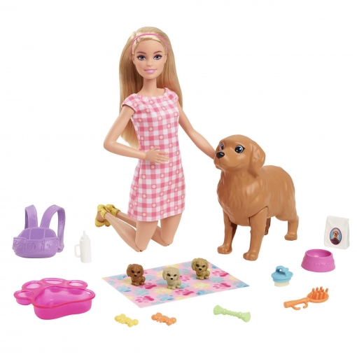 Barbie y sus Cachorros Muñeca Rubia y Perritos de Juguete +3 Años | ofertas de Carrefour