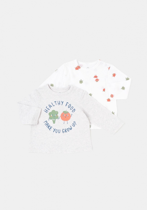 Pack dos camisetas estampadas sostenibles para Bebé TEX
