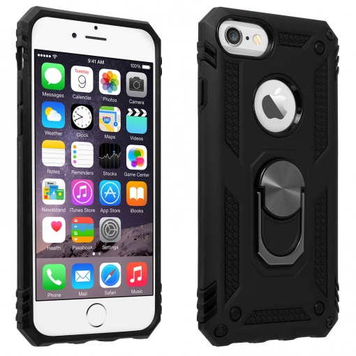 Carcasa Protectora Apple Iphone 6/6s/7/8 Con Anillo-soporte Magnético – Negro