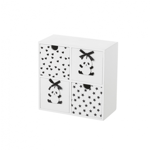 Caja Organizadora De Panda Blanca De Madera Mdf De 22x11x22cm