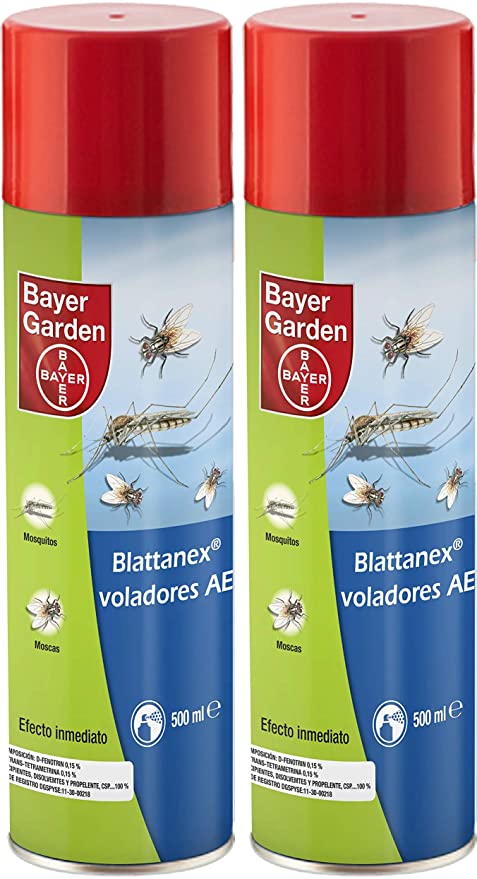 Protect Home - Insecticida Mata Mosquitos Moscas Y Otros Insectos Voladores Con Acción Choque Y Efecto Prolongado - Spray 500ml - Pack De 2 Unidades.