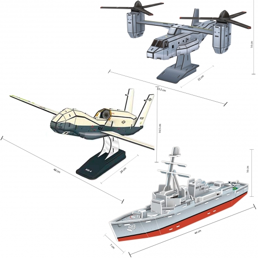 3 Puzzles 3d - Aircraft Mv/destructor Naval Arleigh Burke/dron - 50 Pzas C/u