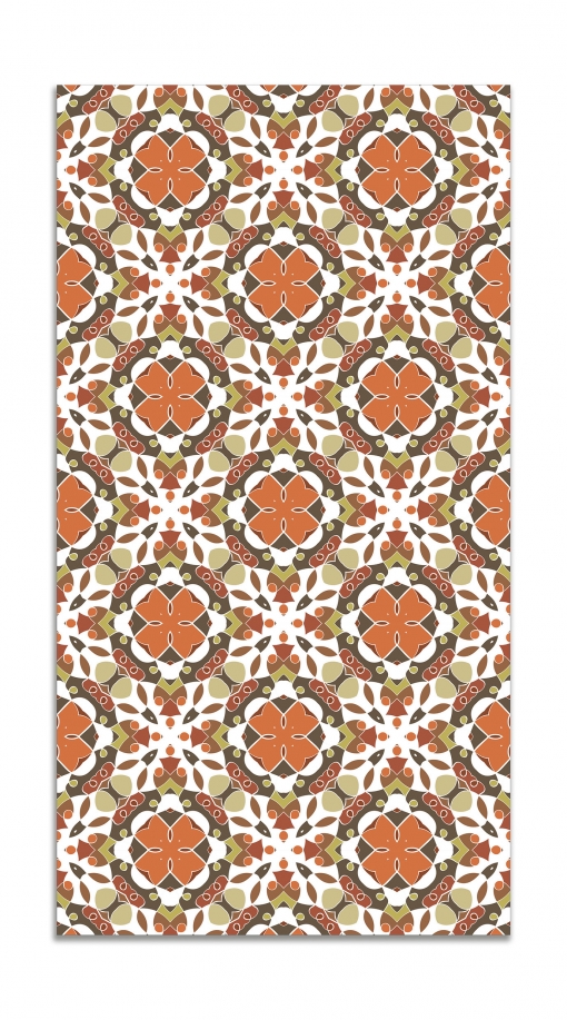 Alfombra Vinílica Naranja 80x150cm Hidráulico Oriental Mosaico