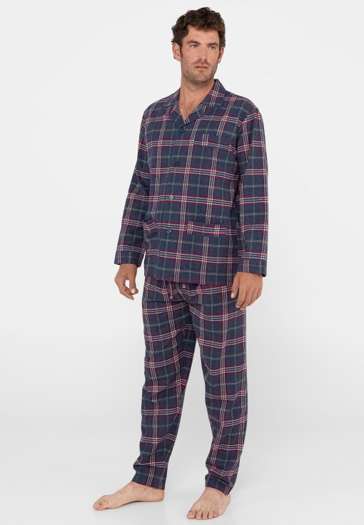 Pijama de Cabellero de Entretiempo Algodón o Mezcla Pijama Hombre Largo Clásico de Tela El Búho Nocturno 