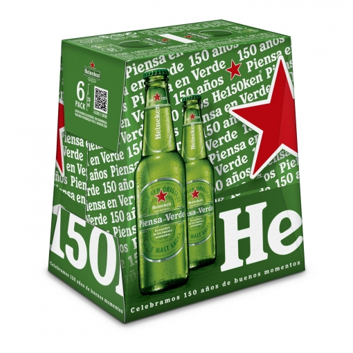 Cerveza Heineken Lager pack de 6 botellas de 25 cl.