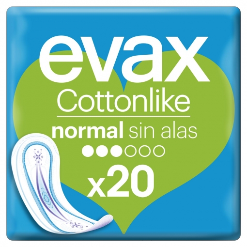 Compresas normal sin alas Cottonlike Evax 20 ud.