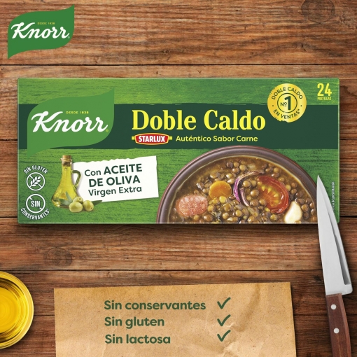 Caldo de carne Knorr sin gluten 24 pastillas