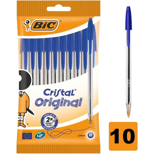 Bolígrafos Bic Cristal Azul 10 uds