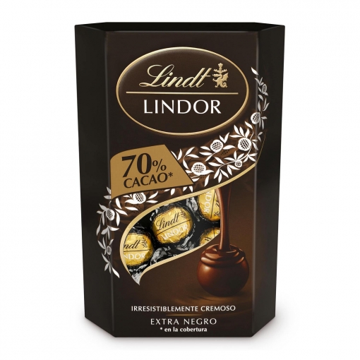Bombones de chocolate extra negro 70% Lindt Lindor 200 g.