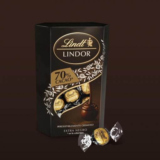Bombones de chocolate extra negro 70% Lindt Lindor 200 g.