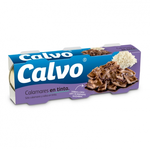 Calamares en su tinta Calvo pack de 3 unidades de 48 g.