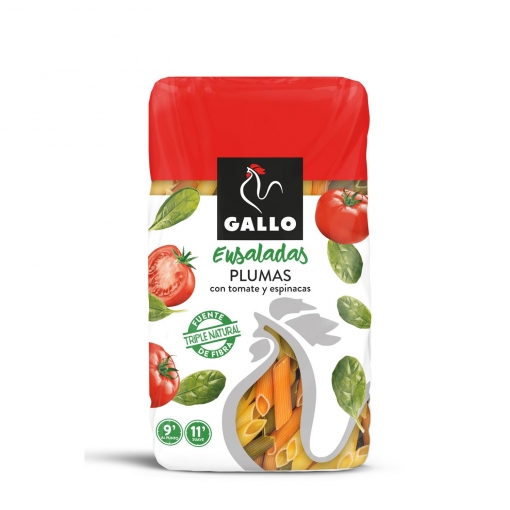 Plumas de tomate y espinacas especial ensaladas Gallo 450 g.