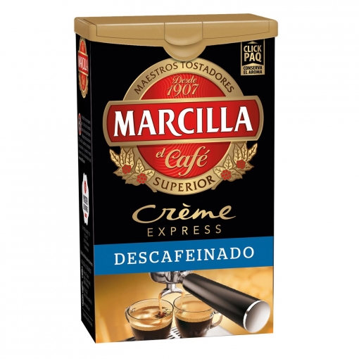 Café molido descafeinado créme express Marcilla 250 g.