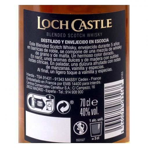 Whisky Loch Castle escocés 5 años 70 cl.