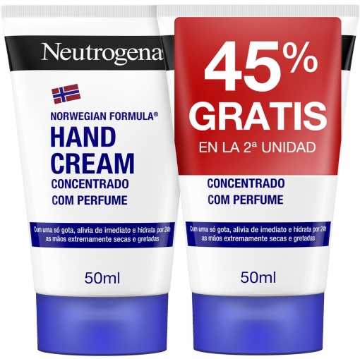 Crema de manos concentrada con perfume alivio inmediato para manos secas Neutrogena pack de 2 unidades de 50 ml.