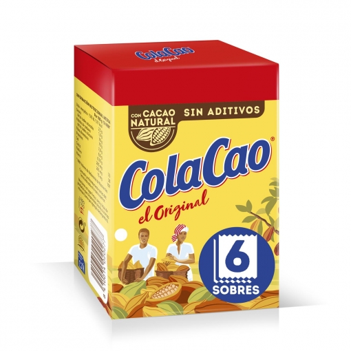 Cacao soluble original Cola Cao pack de 6 sobres de 18 g.