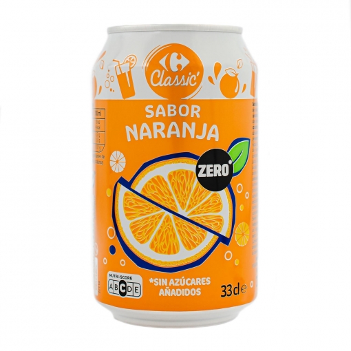 Refresco sabor naranja zero Carrefour Classic' lata 33 cl.
