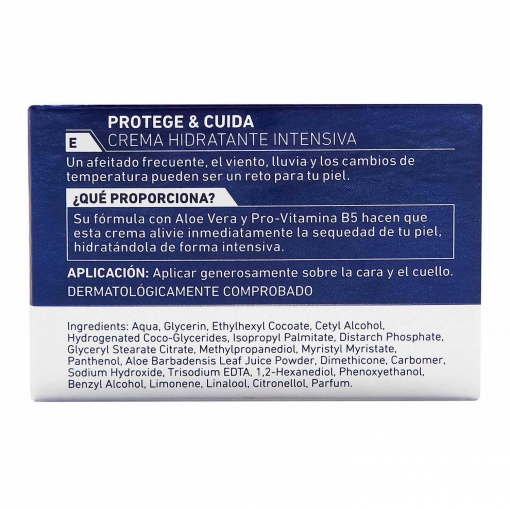 Crema facial hidratante intensiva 48h protección con aloe vera Protege & Cuida Nivea Men 50 ml.