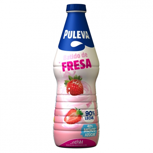 Batido de fresa 40% menos azúcar Puleva sin gluten botella 1 l.