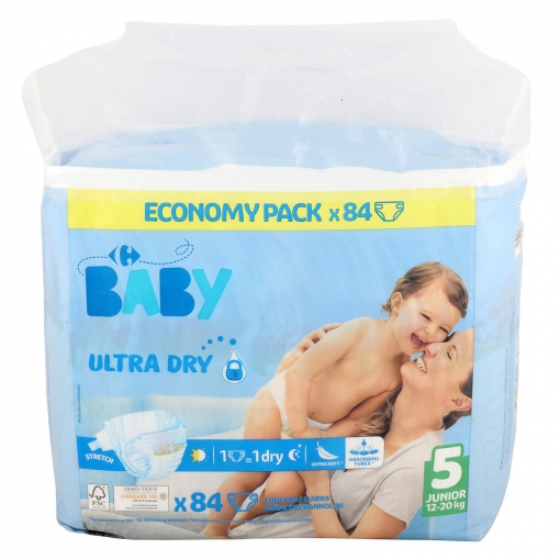 Tomar medicina siglo tonto Pañales Carrefour Baby Ultra Dry Talla 5 Junior (12-20 kg) 84 uds |  Carrefour Supermercado compra online