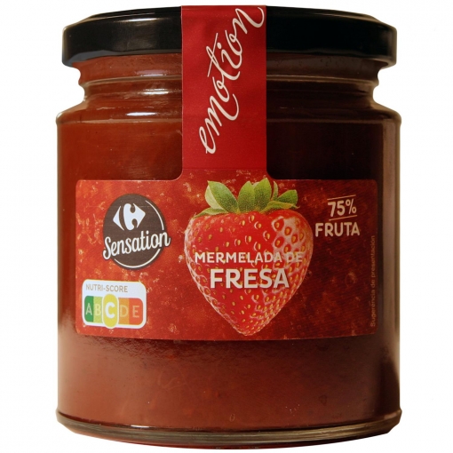 Mermelada de fresa 75% fruta Sensation Carrefour 250 g.