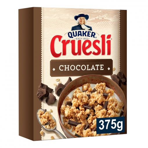 Cereales con avena integral y chocolate Cruesli Quaker 375 g.