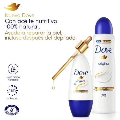 Desodorante en crema antitranspirante 24h 0% Alcohol Original Dove 50 ml.