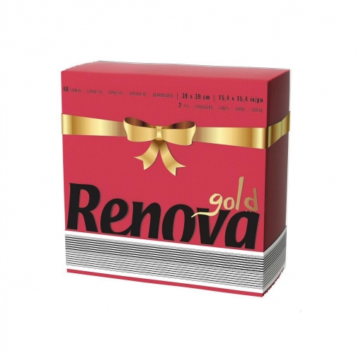 Set de 40 Servilletas  2 capas de Celulosa RENOVA Gold 40pz - Rojo