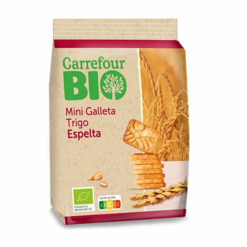 Mini galletas trigo espelta ecológicas Carrefour Bio 250 g.