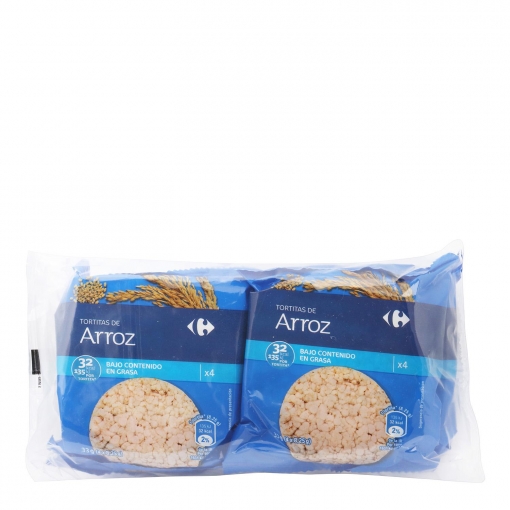 Tortitas de arroz Carrefour pack de 4 unidades de 33 g. 