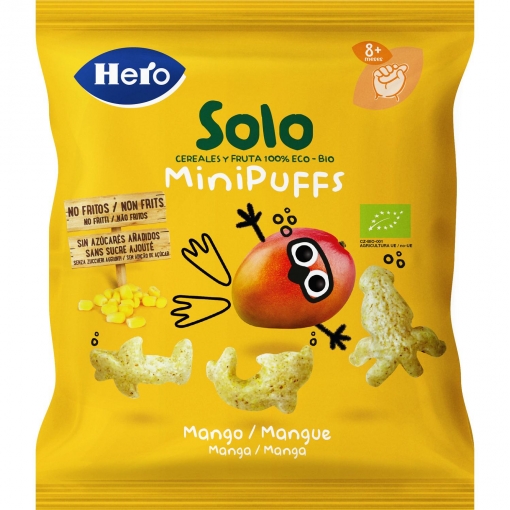 Snack infantil desde 8 meses de mango ecológico Hero Solo 18 g.