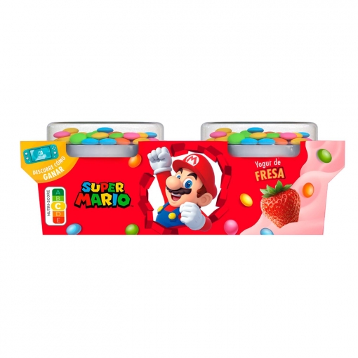 Yogur de fresa Super Mario pack de 2 unidades de 110 g.