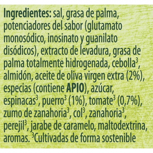 Caldo vegetal con un toque de aceite de oliva virgen extra Knorr sin gluten 12 pastillas