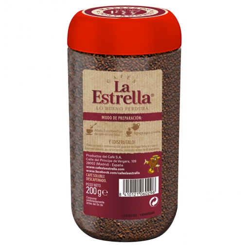Café soluble descafeinado La Estrella 200 g.